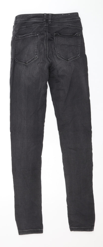 Preworn Womens Grey Cotton Skinny Jeans Size 27 in Regular Zip