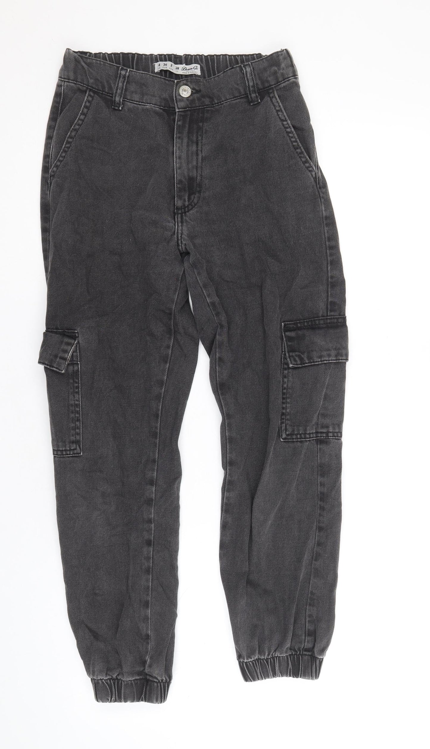 Denim & Co. Womens Grey Cotton Tapered Jeans Size 6 Regular Zip