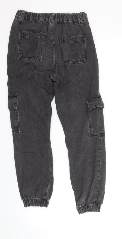 Denim & Co. Womens Grey Cotton Tapered Jeans Size 6 Regular Zip