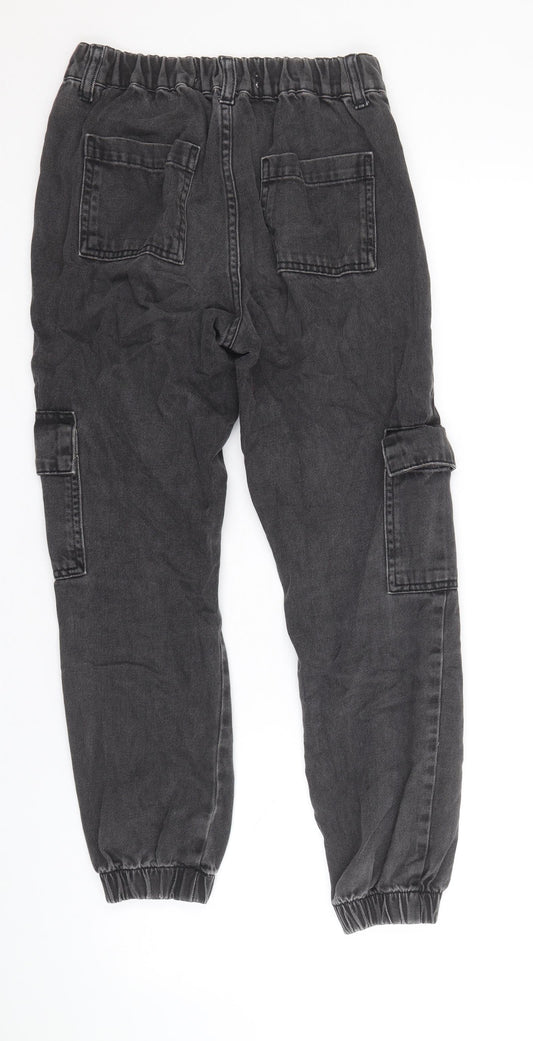 Denim & Co. Womens Grey Cotton Tapered Jeans Size 6 Regular Zip