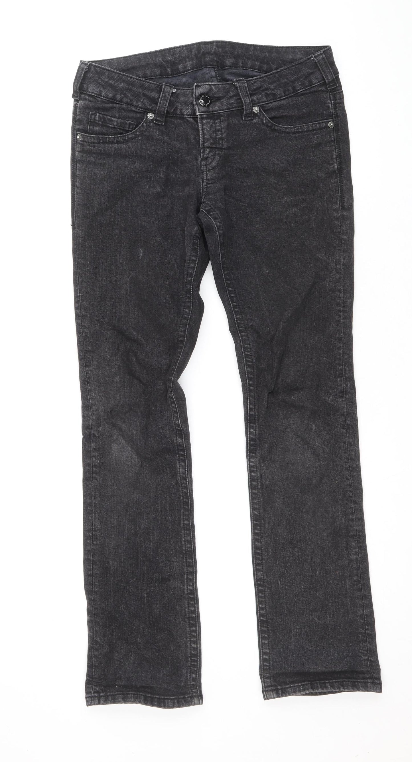 Womens UK Size 28 in Preworn Regular Fit Straight Black Jeans