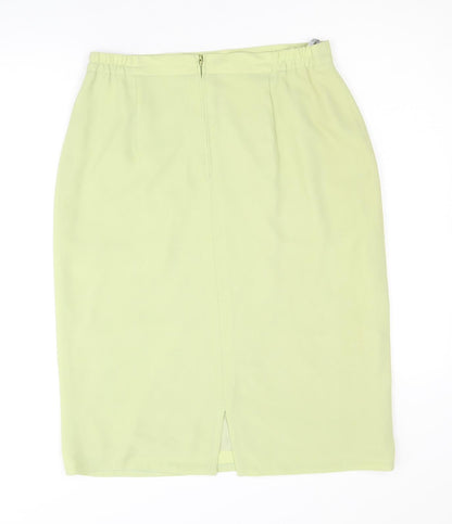 Hermann Lange Womens Green Polyester Straight & Pencil Skirt Size 14 Zip