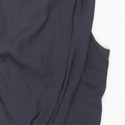 Topshop Womens Grey Acetate Mini Size 8 Boat Neck Zip - Pleat Detail