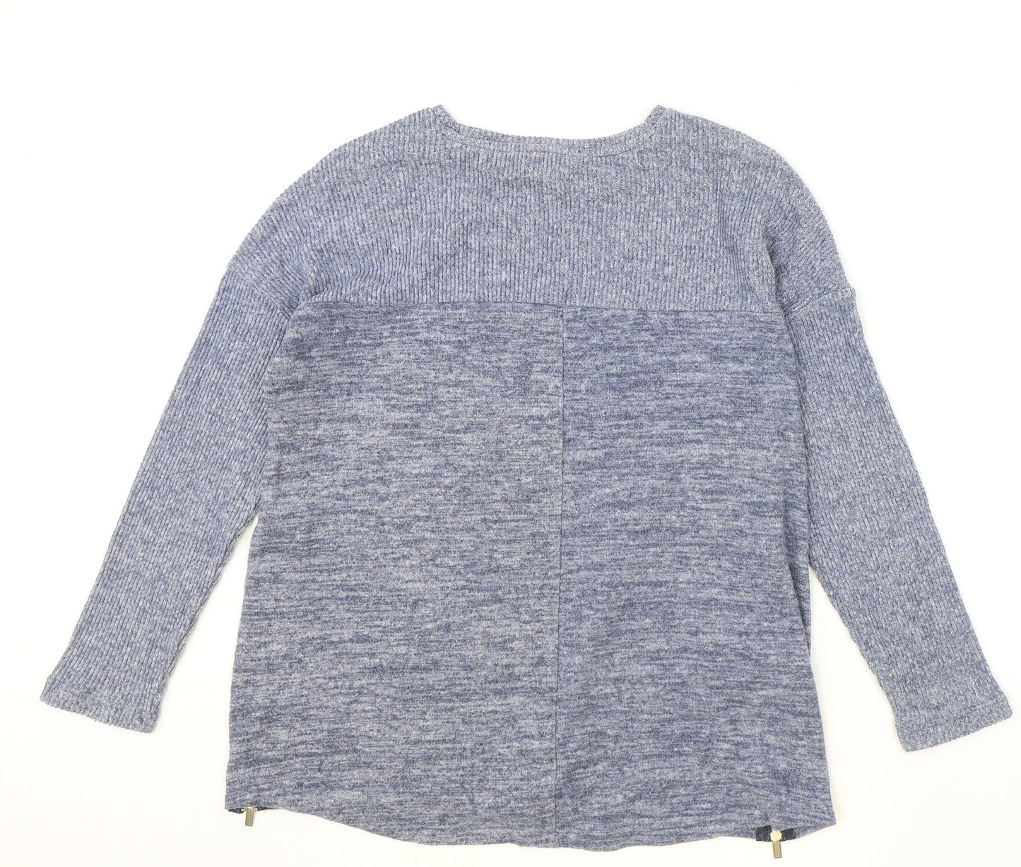 George Womens Blue Round Neck Cotton Pullover Jumper Size S