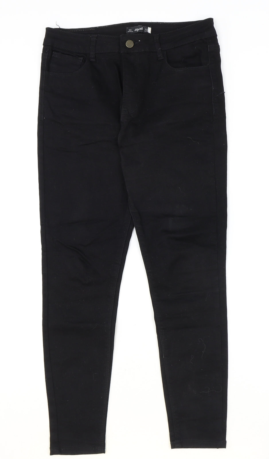 66 Girls Girls Black Cotton Jegging Jeans Size L Regular Zip