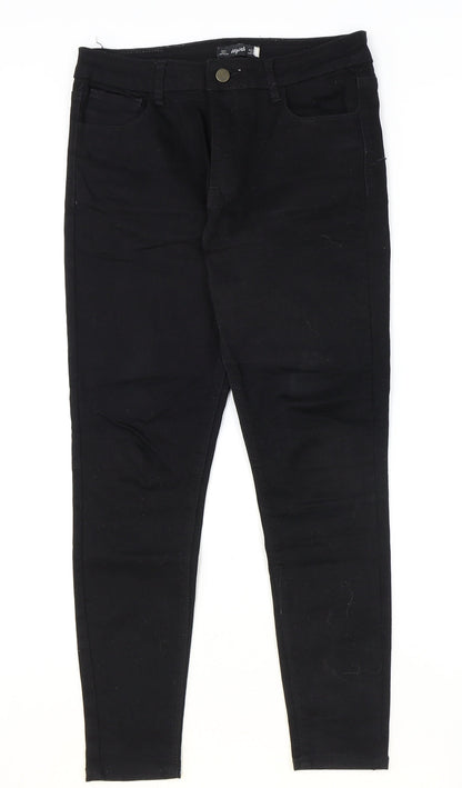 66 Girls Girls Black Cotton Jegging Jeans Size L Regular Zip