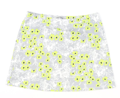 TU Womens Grey Floral Polyester Mini Skirt Size 12
