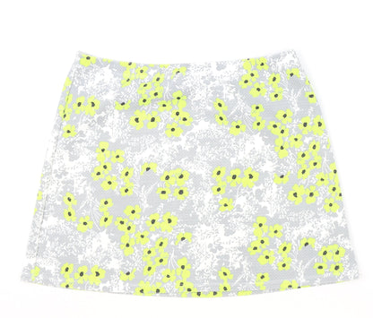 TU Womens Grey Floral Polyester Mini Skirt Size 12
