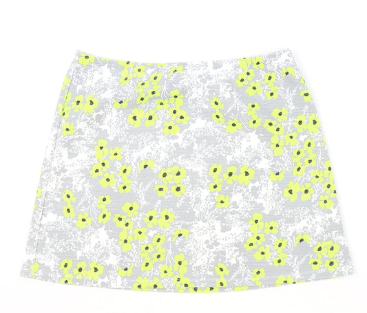 TU Womens Grey Floral Polyester Mini Skirt Size 12