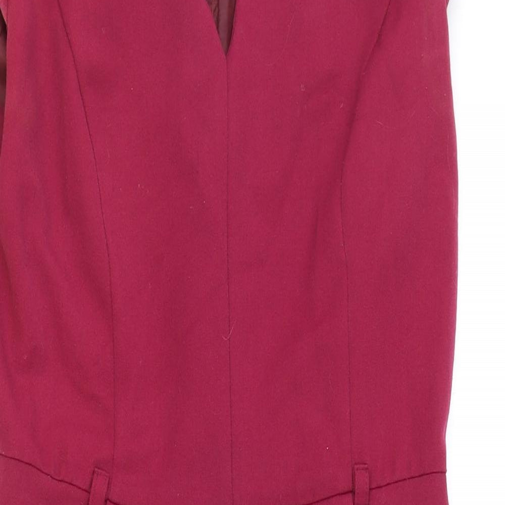 Miss Selfridge Womens Black Polyester Pencil Dress Size 10 V-Neck Zip - Peplum