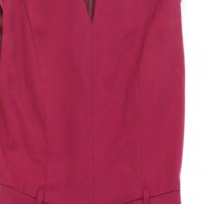 Miss Selfridge Womens Black Polyester Pencil Dress Size 10 V-Neck Zip - Peplum