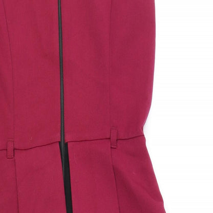 Miss Selfridge Womens Black Polyester Pencil Dress Size 10 V-Neck Zip - Peplum