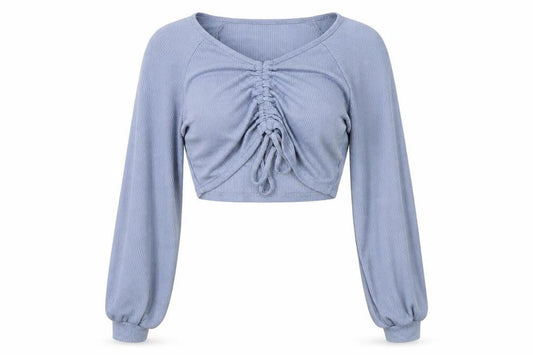 Womens UK Size S SheIn Blue Cropped Blouse