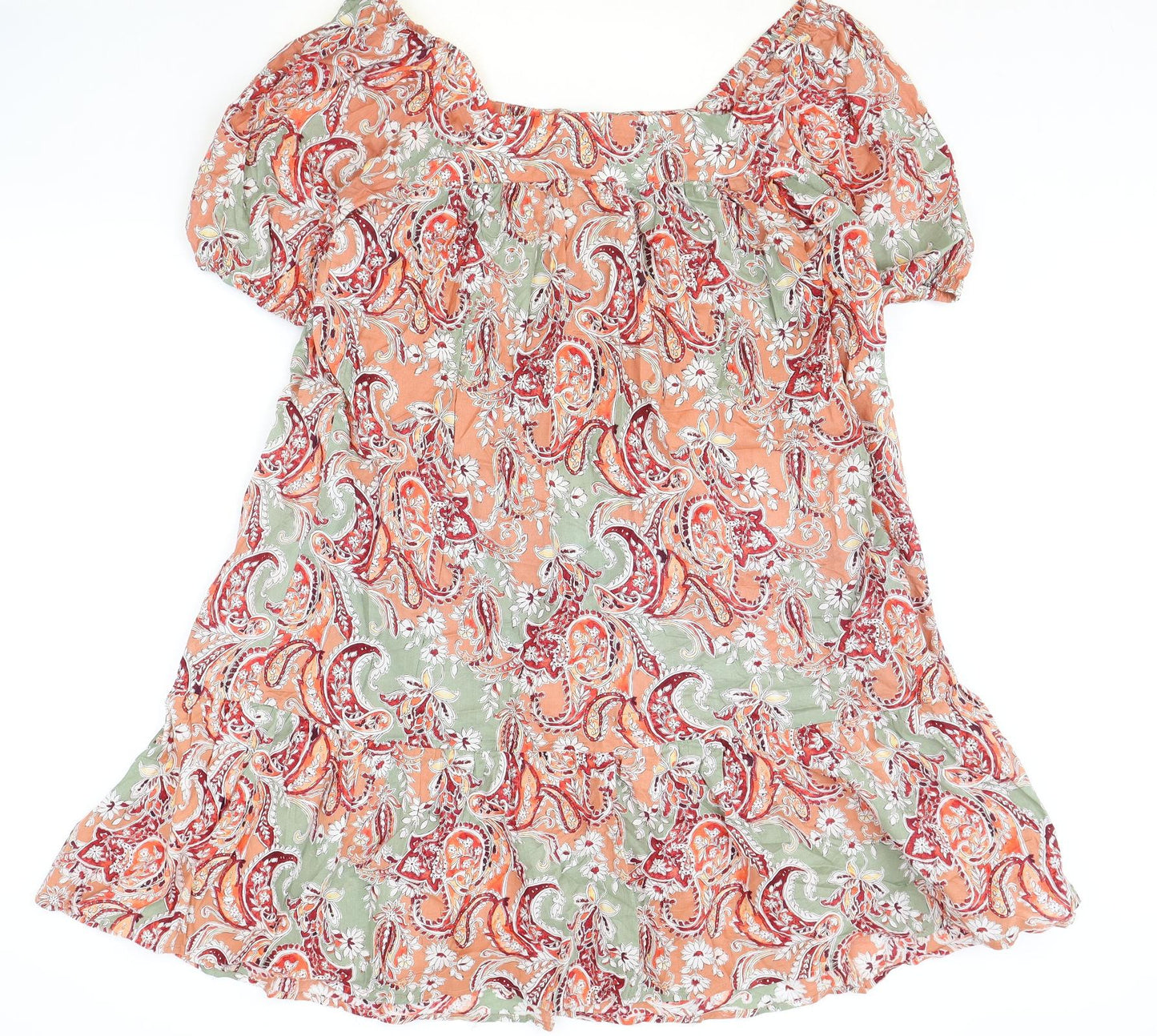 Preworn Womens Multicoloured Paisley 100% Cotton Trapeze & Swing Size L Square Neck Pullover