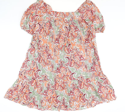 Preworn Womens Multicoloured Paisley 100% Cotton Trapeze & Swing Size L Square Neck Pullover