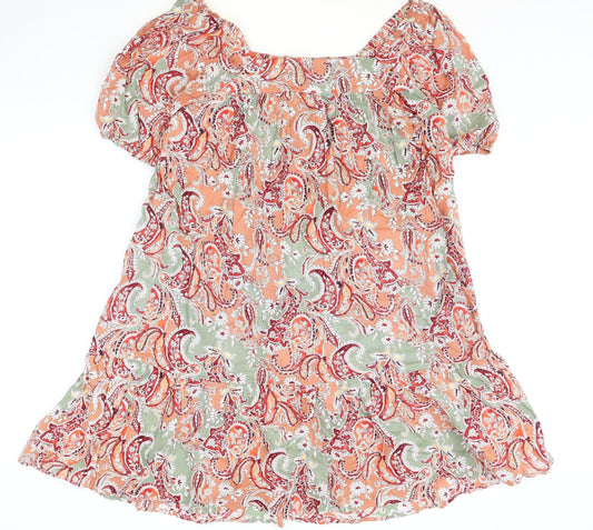 Preworn Womens Multicoloured Paisley 100% Cotton Trapeze & Swing Size L Square Neck Pullover