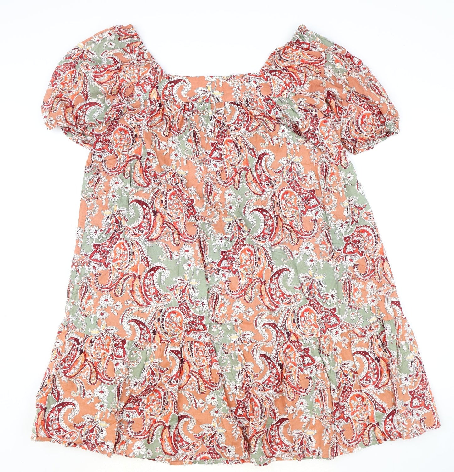 Preworn Womens Multicoloured Paisley 100% Cotton Trapeze & Swing Size L Square Neck Pullover