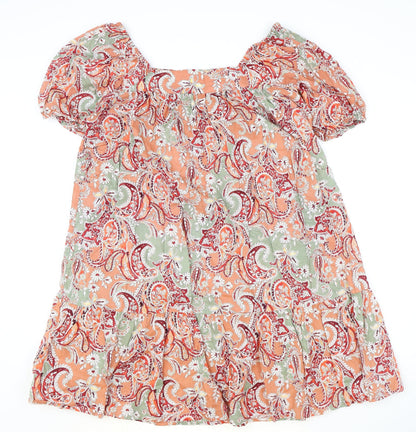 Preworn Womens Multicoloured Paisley 100% Cotton Trapeze & Swing Size L Square Neck Pullover
