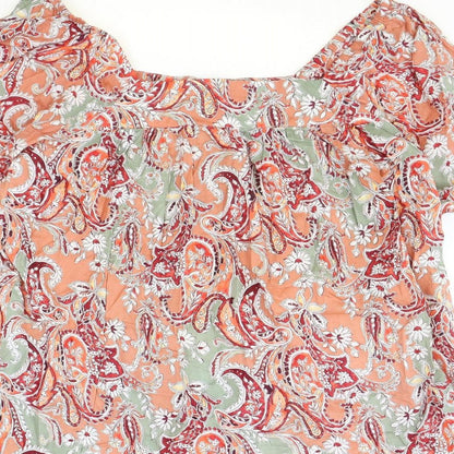 Preworn Womens Multicoloured Paisley 100% Cotton Trapeze & Swing Size L Square Neck Pullover