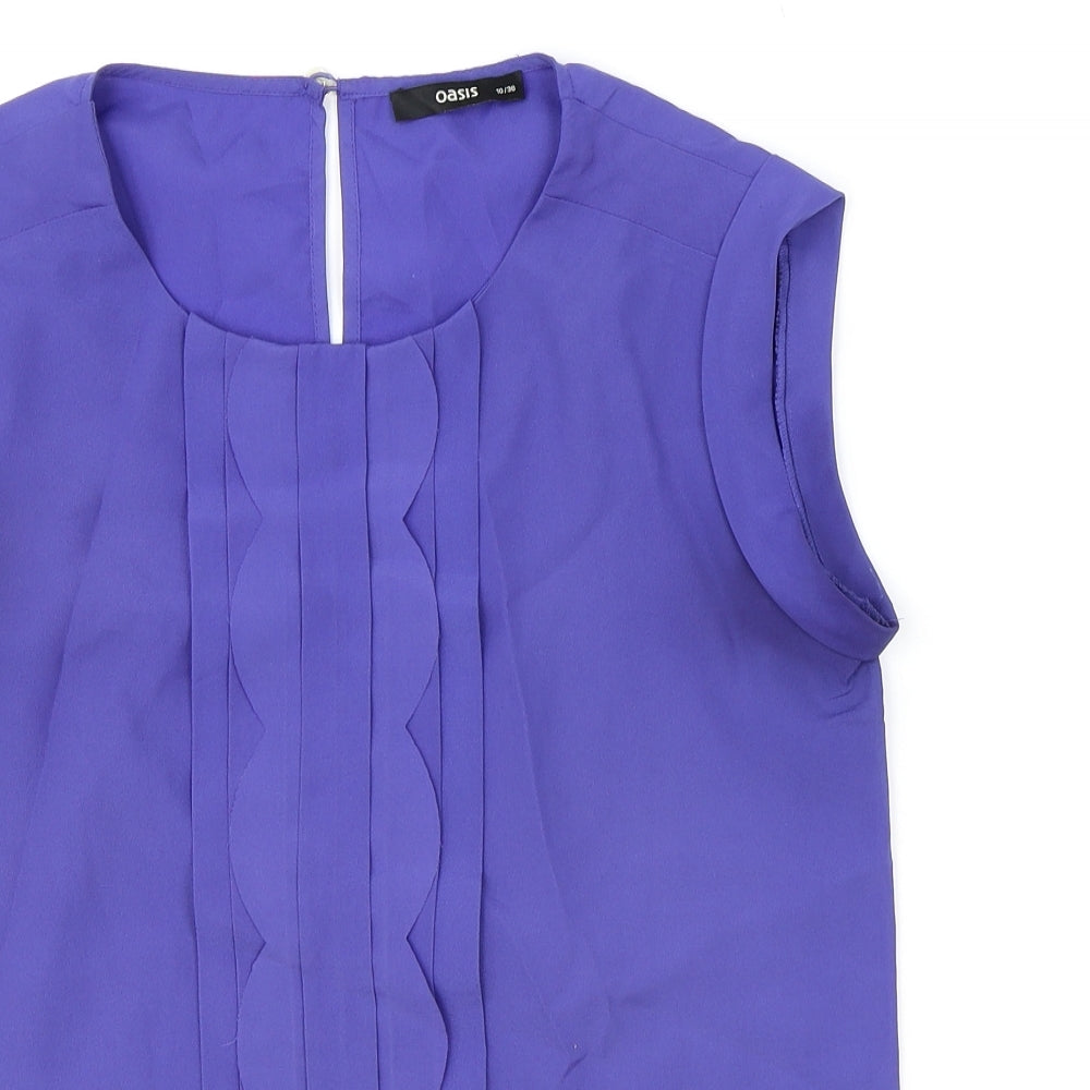 Womens UK Size 10 Oasis Blue Basic Blouse