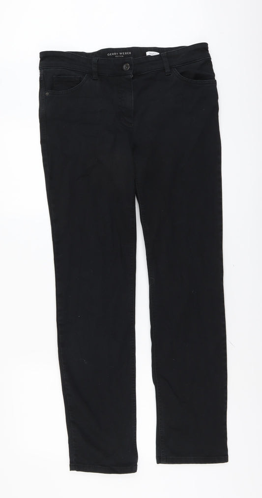Gerry Weber Womens Black Cotton Straight Jeans Size 32 in L30 in Regular Button