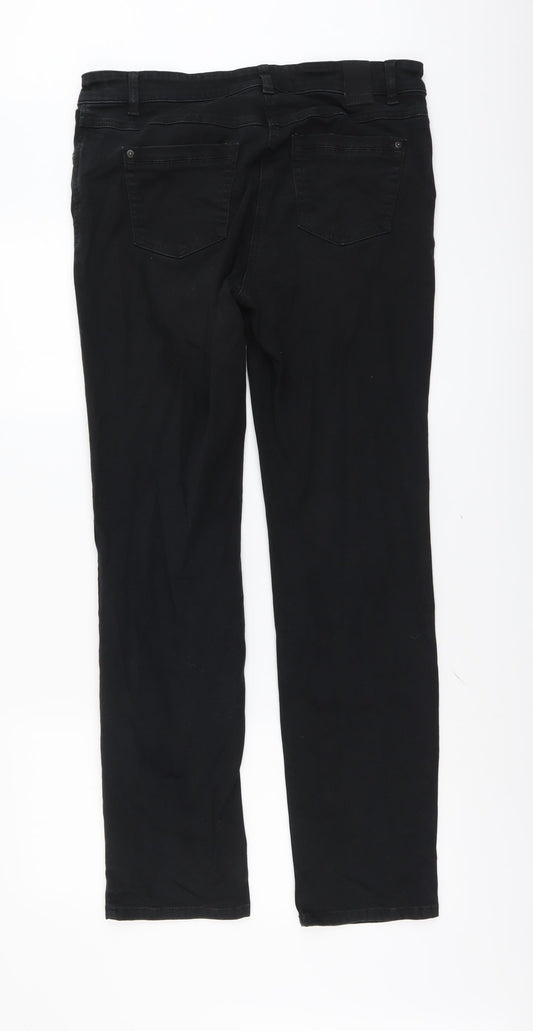 Gerry Weber Womens Black Cotton Straight Jeans Size 32 in L30 in Regular Button