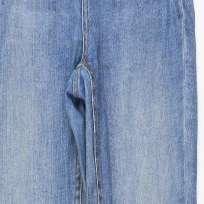 Denim & Co. Womens Blue Cotton Straight Jeans Size 8 L27 in Regular Button