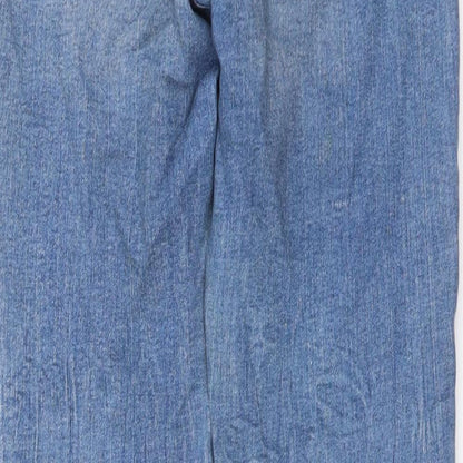 Denim & Co. Womens Blue Cotton Straight Jeans Size 8 L27 in Regular Button