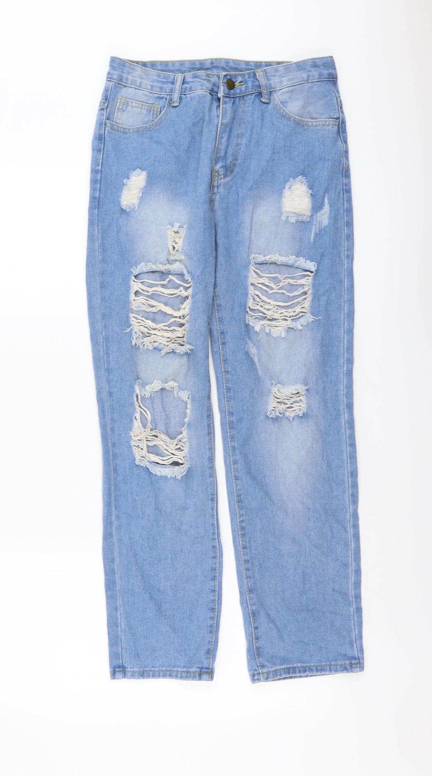 SheIn Womens Blue Cotton Straight Jeans Size XS L27 in Regular Button