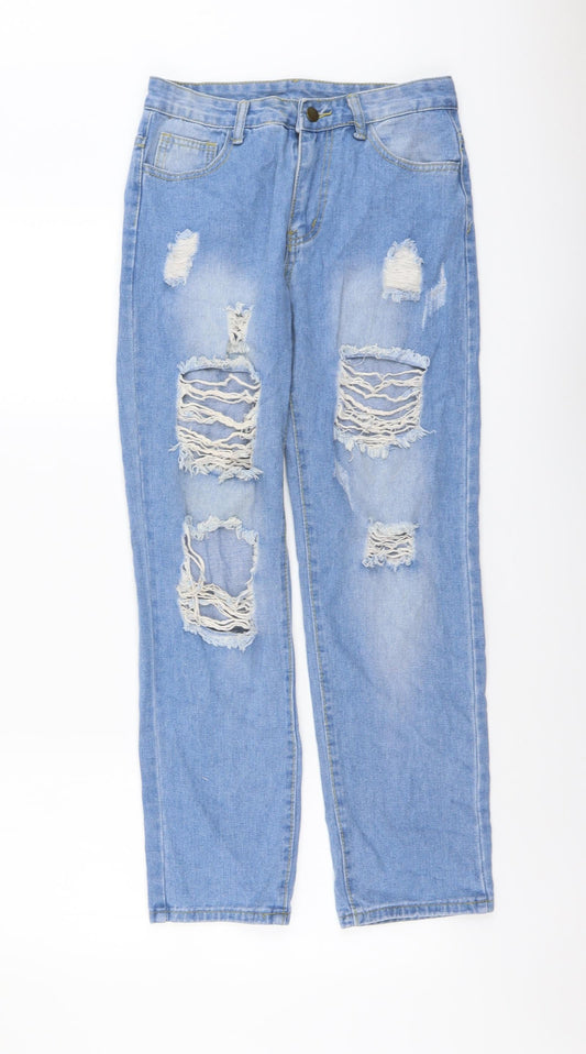 SheIn Womens Blue Cotton Straight Jeans Size XS L27 in Regular Button