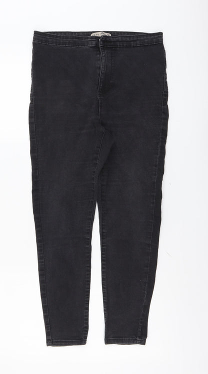 Denim & Co. Womens Grey Cotton Skinny Jeans Size 12 L24 in Regular Button