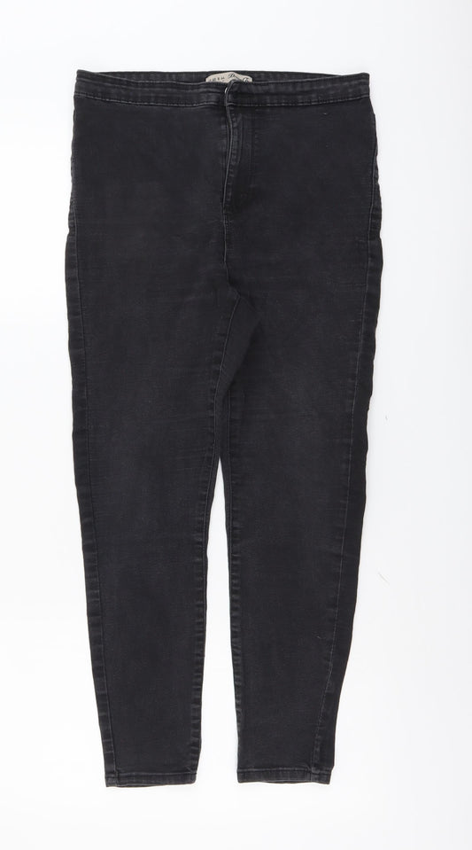 Denim & Co. Womens Grey Cotton Skinny Jeans Size 12 L24 in Regular Button