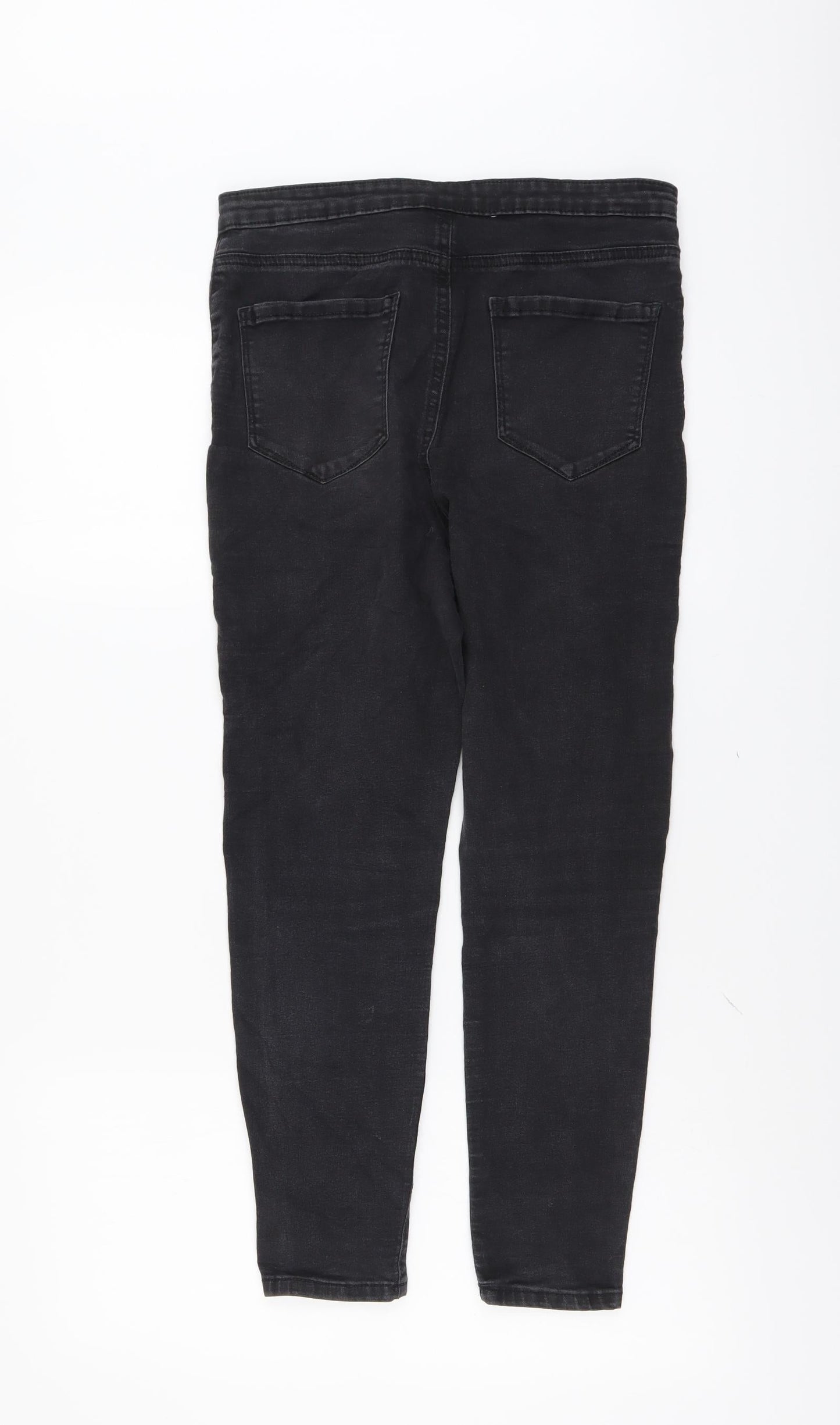 Denim & Co. Womens Grey Cotton Skinny Jeans Size 12 L24 in Regular Button