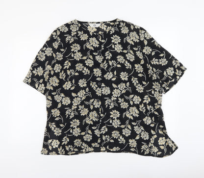 Womens UK Size 14 C&A Black Basic Button-Up