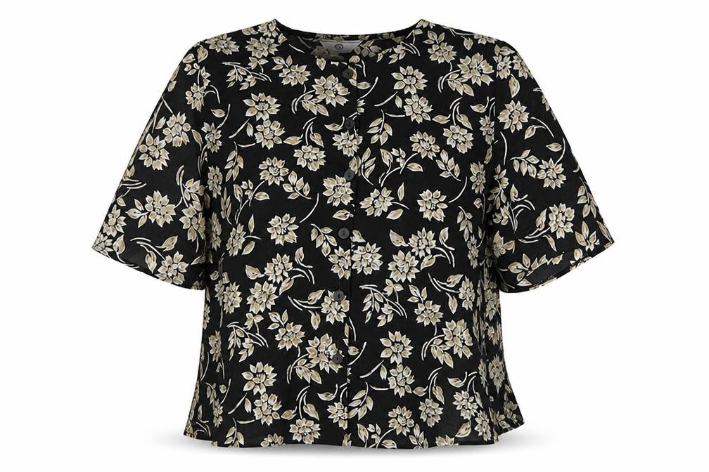 Womens UK Size 14 C&A Black Basic Button-Up