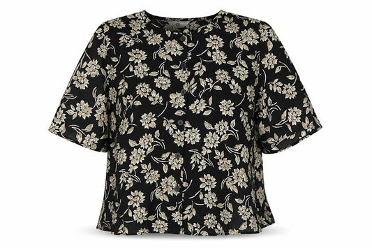 Womens UK Size 14 C&A Black Basic Button-Up