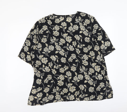 Womens UK Size 14 C&A Black Basic Button-Up