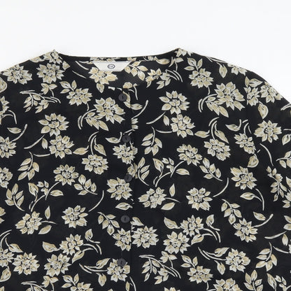 Womens UK Size 14 C&A Black Basic Button-Up