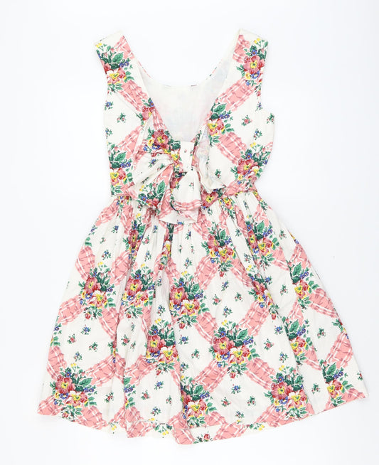 New Look Womens Multicoloured Floral Cotton Fit & Flare Size 10 V-Neck Zip