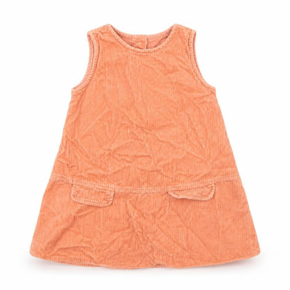 NEXT Girls Orange Cotton A-Line Size 5-6 Years Round Neck Button