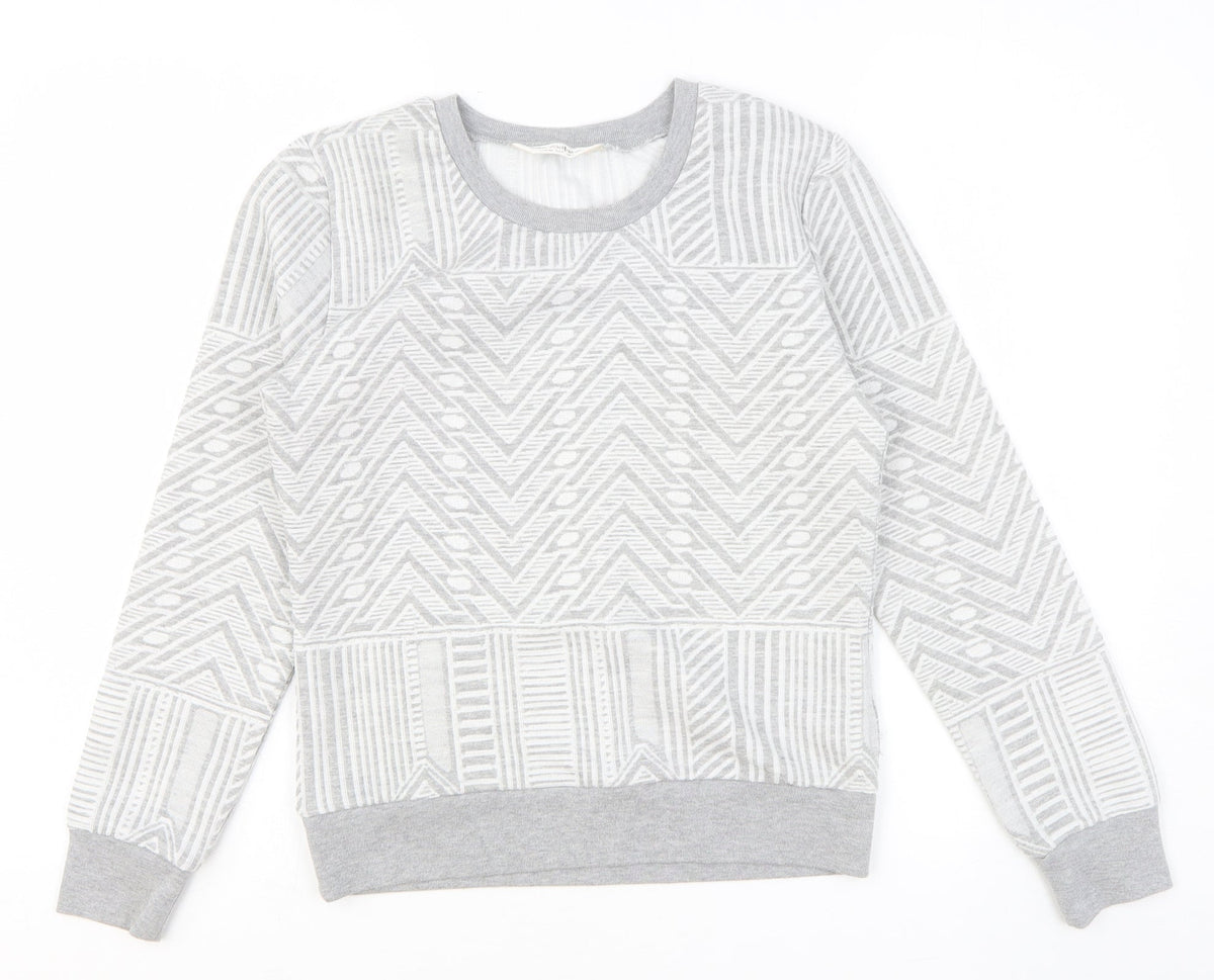 Miss Selfridge Womens Grey Geometric Cotton Pullover Sweatshirt Size 6 Pullover