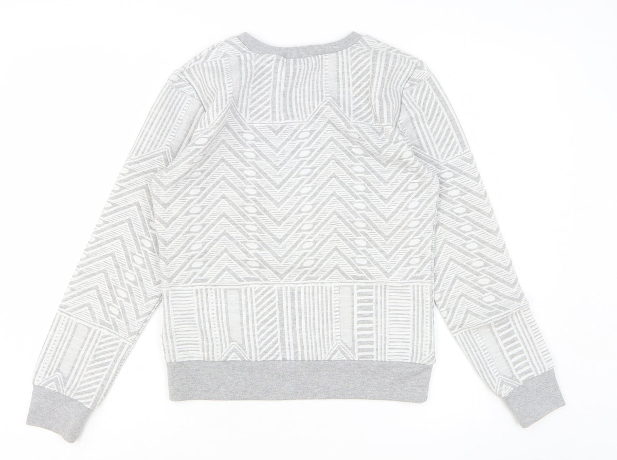 Miss Selfridge Womens Grey Geometric Cotton Pullover Sweatshirt Size 6 Pullover