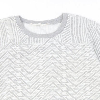 Miss Selfridge Womens Grey Geometric Cotton Pullover Sweatshirt Size 6 Pullover