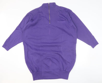 Preworn Womens Purple Cotton Pullover Sweatshirt Size S Zip - Size S/M
