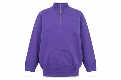 Preworn Womens Purple Cotton Pullover Sweatshirt Size S Zip - Size S/M