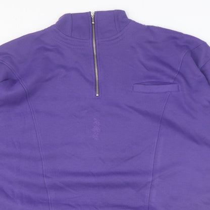 Preworn Womens Purple Cotton Pullover Sweatshirt Size S Zip - Size S/M