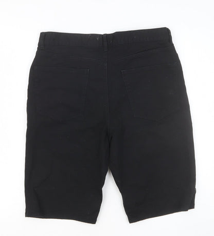 H&M Womens Black Cotton Chino Shorts Size 32 in Slim Button