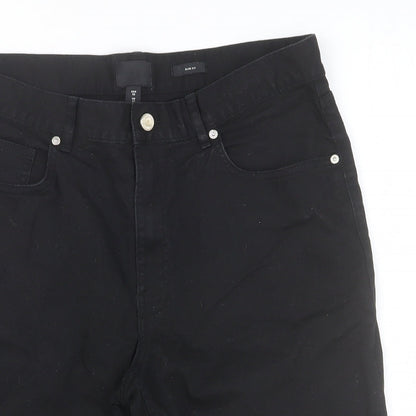 H&M Womens Black Cotton Chino Shorts Size 32 in Slim Button