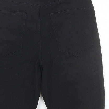 H&M Womens Black Cotton Chino Shorts Size 32 in Slim Button