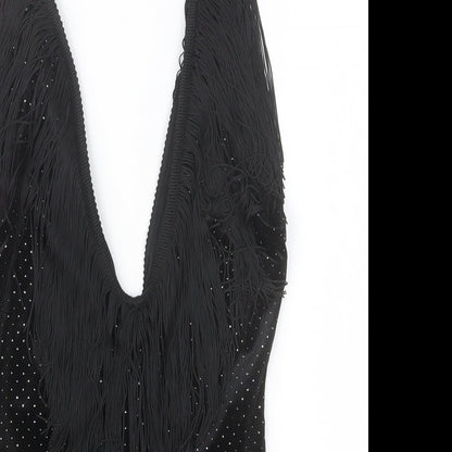 Zara Womens Black Polyester Bodysuit One-Piece Size M Button